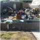 Top-image-of-a-backyard-filled-with-junk-bottom-image-of-a-clear-backyard-with-a-fence.